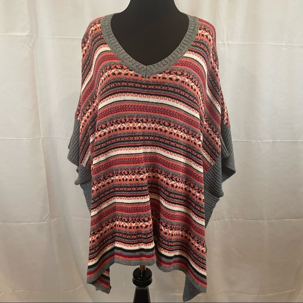 Multicolored poncho sweater